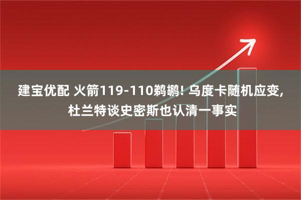 建宝优配 火箭119-110鹈鹕! 乌度卡随机应变, 杜兰特谈史密斯也认清一事实